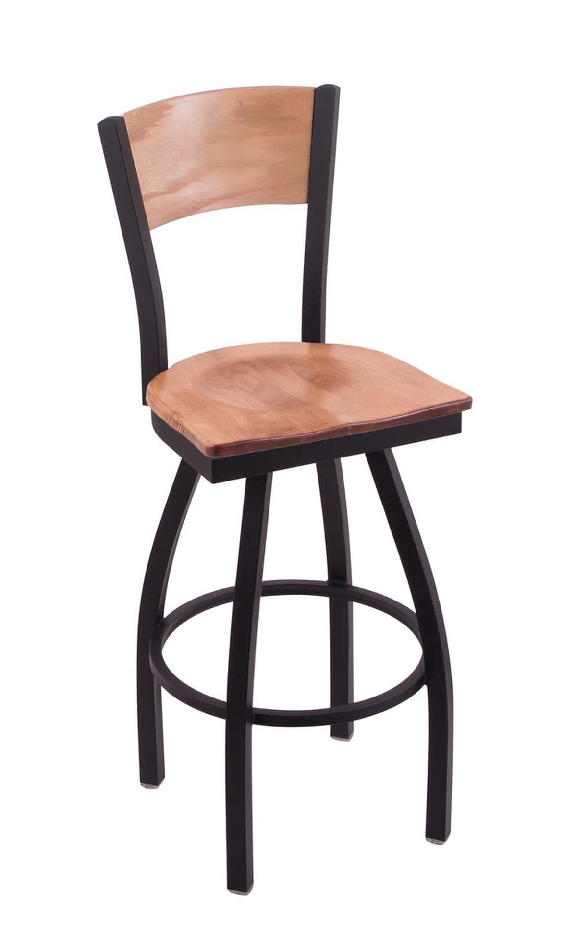 Indian Motorcycle 36-Inch Swivel Extra Tall Bar Stool w/ Black Wrinkle Finish, Solid Wood Back, Solid Maple Wood Seat
