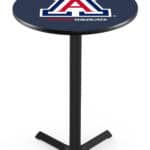 University of Arizona 36-Inch Pub Table with 30-Inch Top, Cross Base Base, and Black Wrinkle Finish