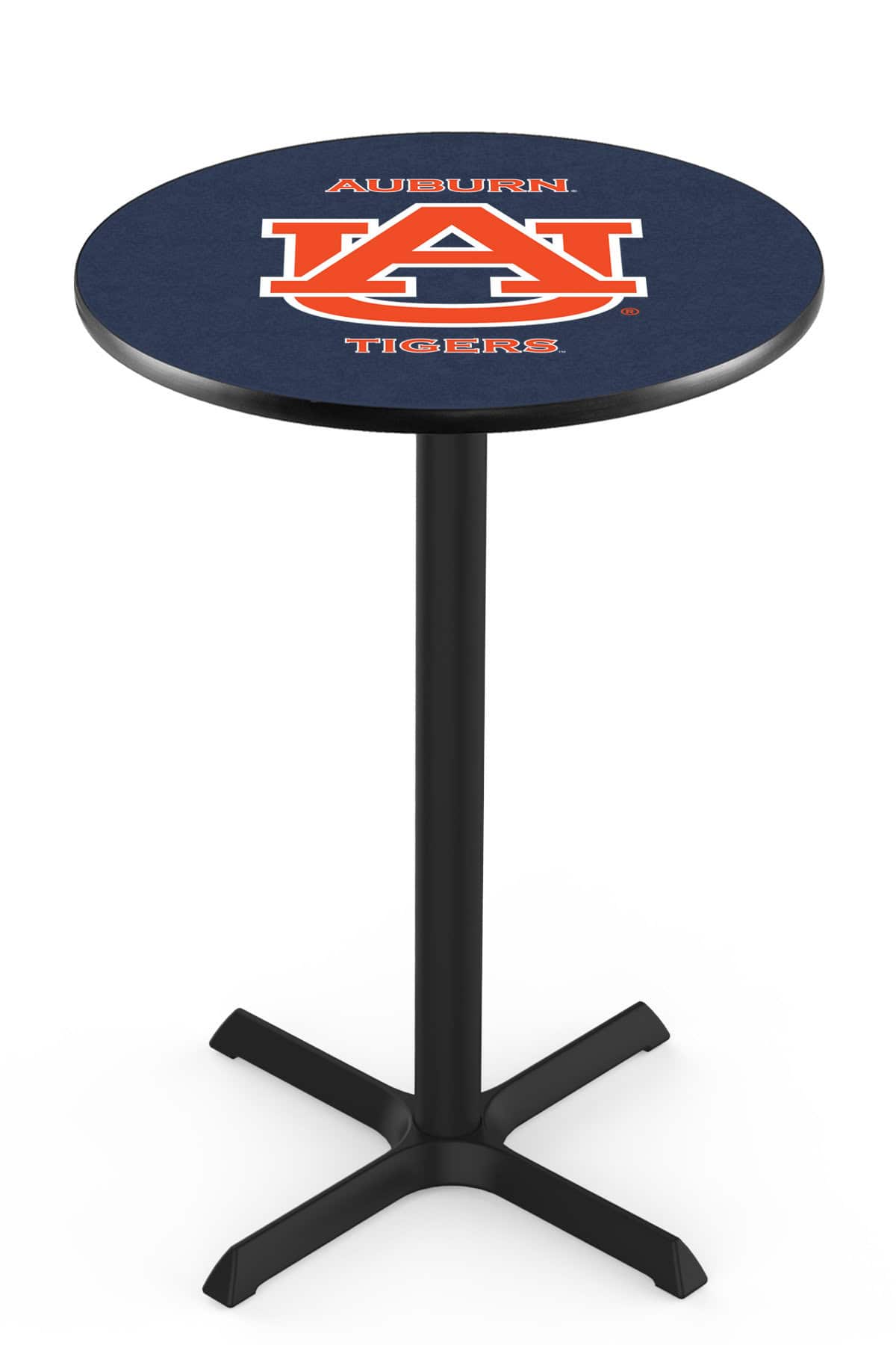 Auburn University 36-Inch Pub Table with 30-Inch Top, Cross Base Base, and Black Wrinkle Finish