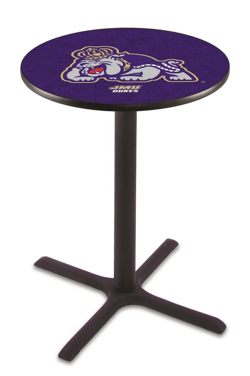 James Madison University 42-Inch Pub Table with 30-Inch Top, Cross Base Base, and Black Wrinkle Finish