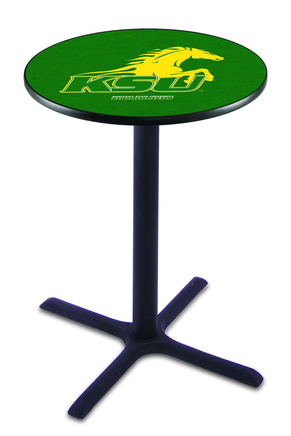 Kentucky State University 42-Inch Pub Table with 36-Inch Top, Cross Base Base, and Black Wrinkle Finish