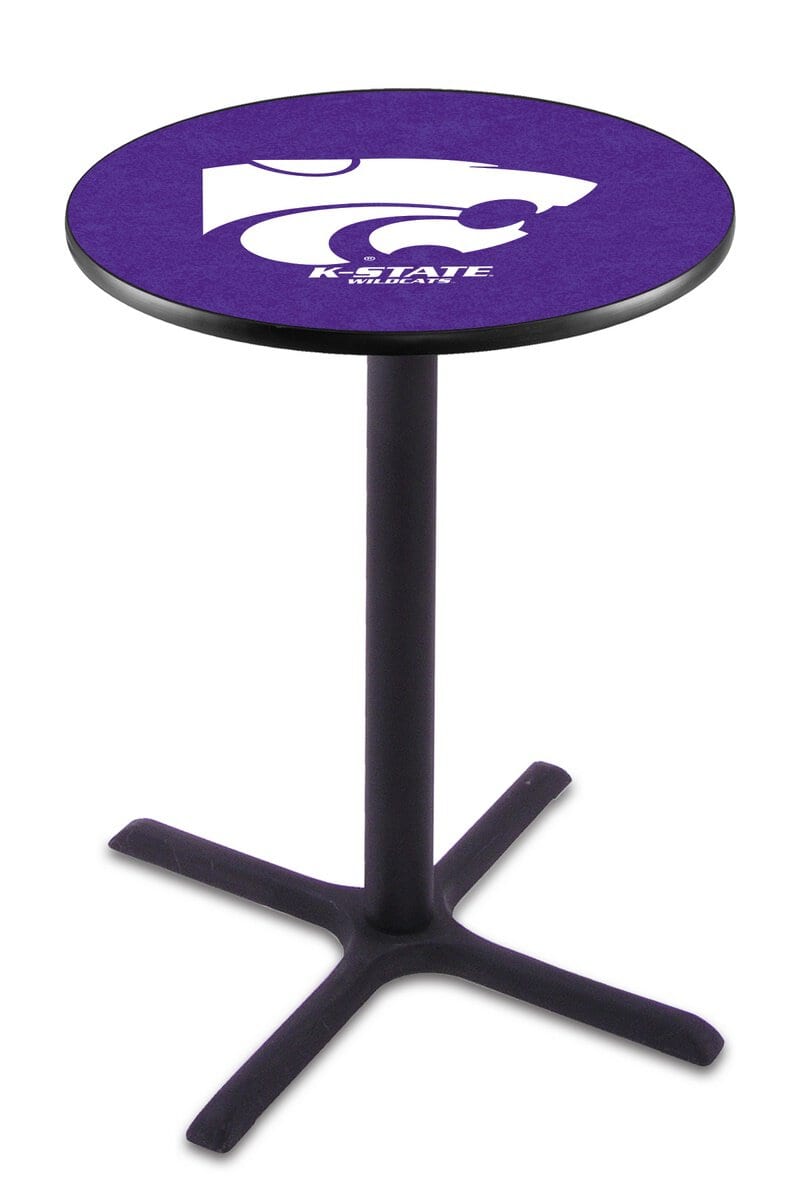 Kansas State University 42-Inch Pub Table with 30-Inch Top, Cross Base Base, and Black Wrinkle Finish