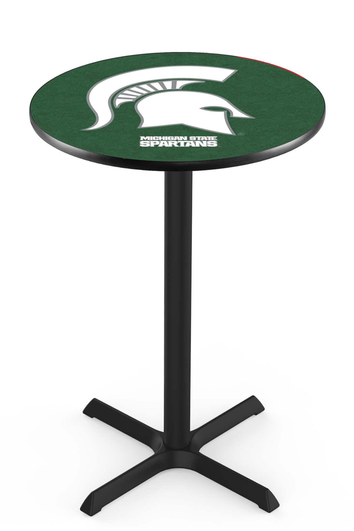Michigan State University 42-Inch Pub Table with 36-Inch Top, Cross Base Base, and Black Wrinkle Finish