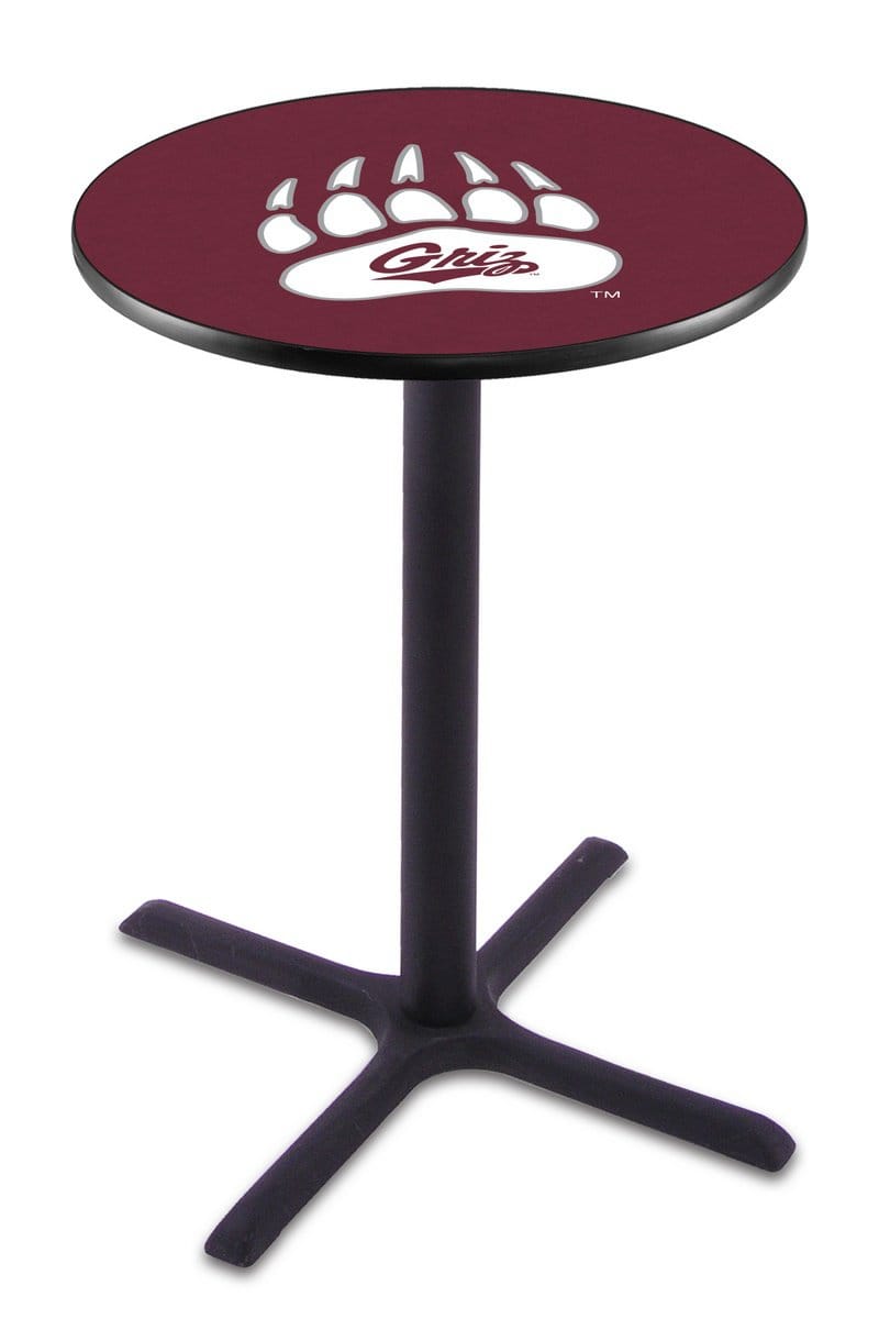 University of Montana 36-Inch Pub Table with 36-Inch Top, Cross Base Base, and Black Wrinkle Finish