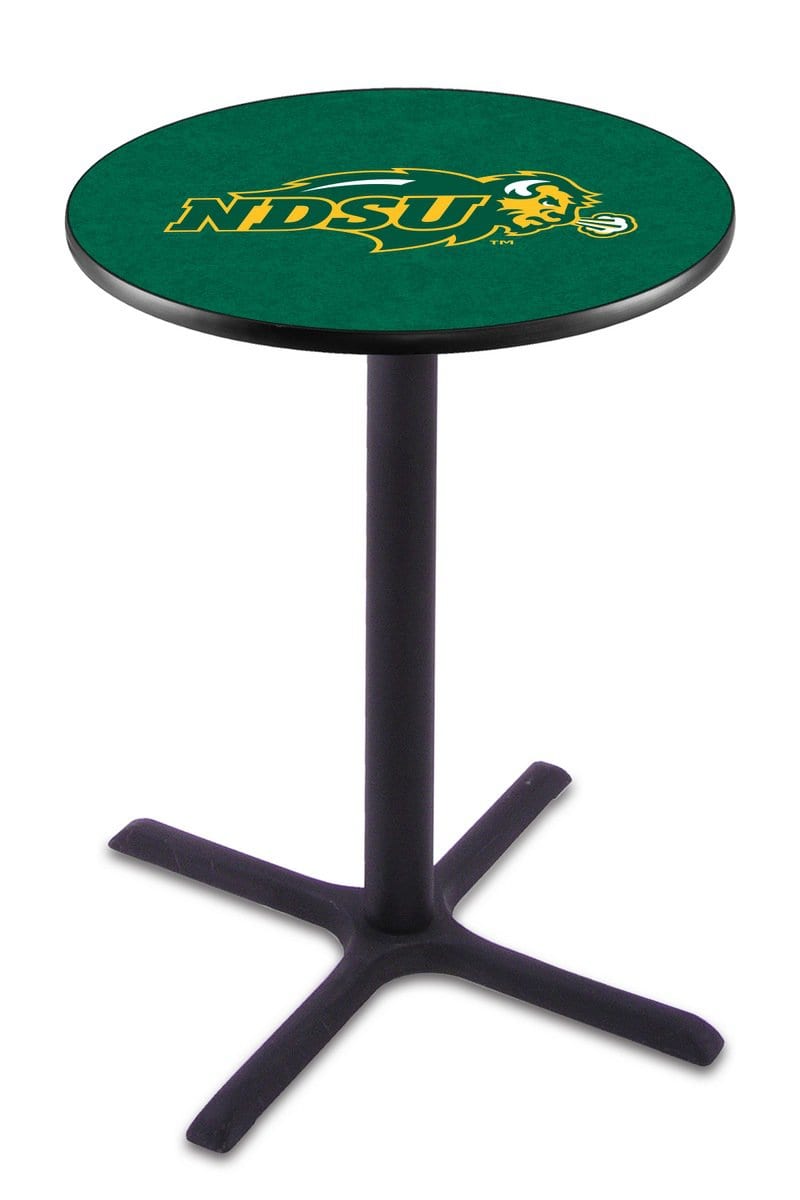 North Dakota State University 42-Inch Pub Table with 36-Inch Top, Cross Base Base, and Black Wrinkle Finish (Green Top)