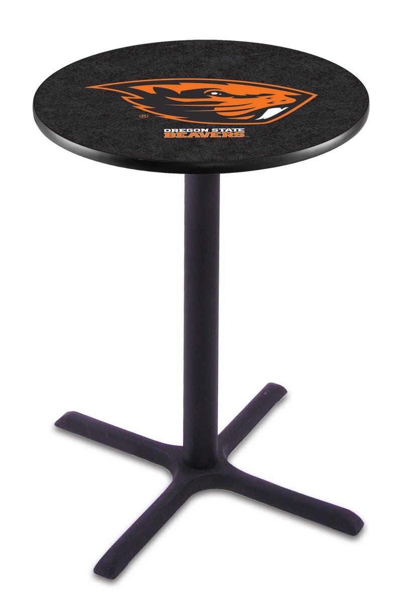 Oregon State University 42-Inch Pub Table with 30-Inch Top, Cross Base Base, and Black Wrinkle Finish