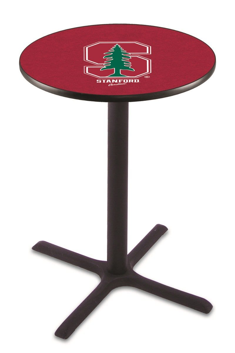 Stanford University 36-Inch Pub Table with 30-Inch Top, Cross Base Base, and Black Wrinkle Finish