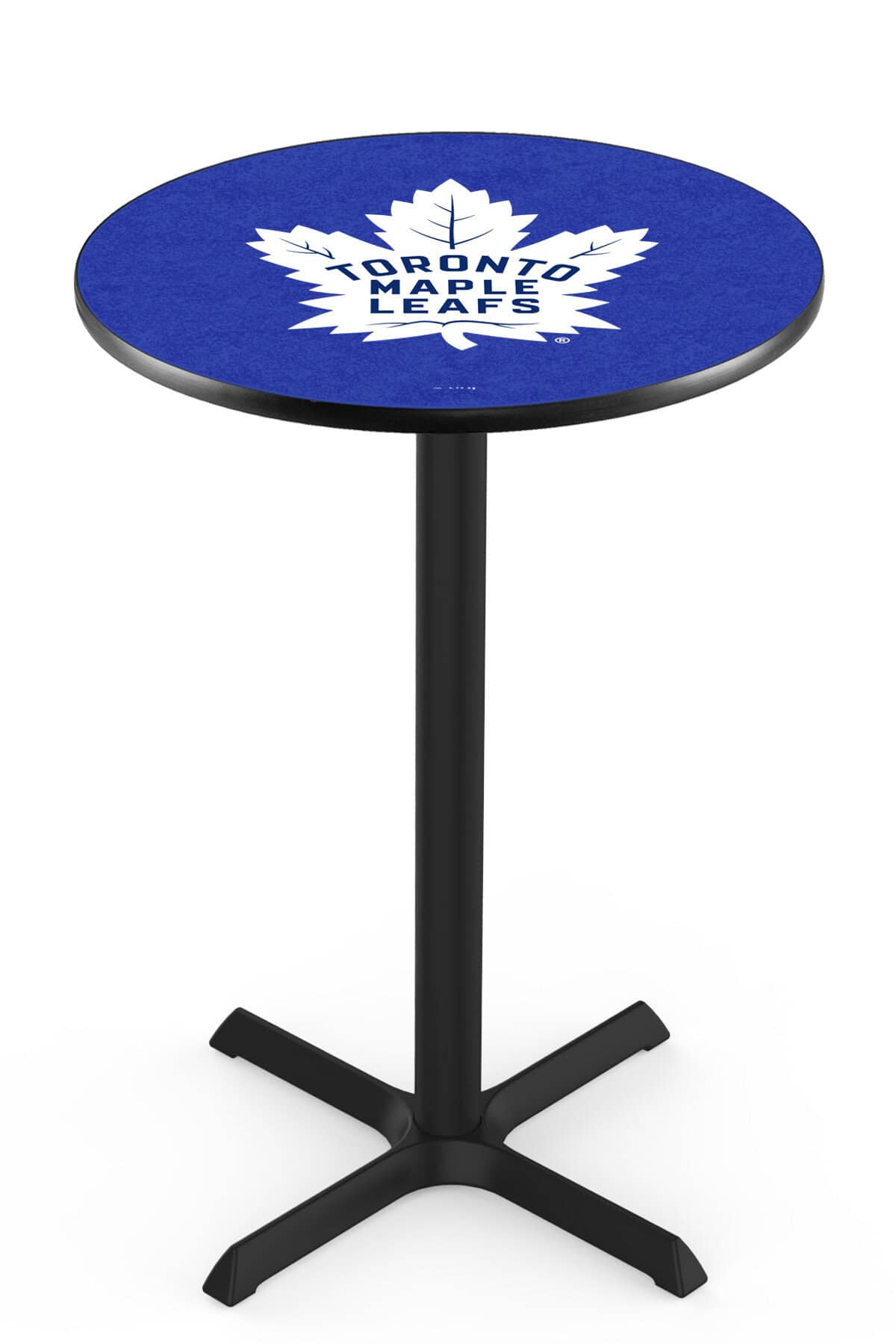Toronto Maple Leafs 36-Inch Pub Table with 36-Inch Top, Cross Base Base, and Black Wrinkle Finish