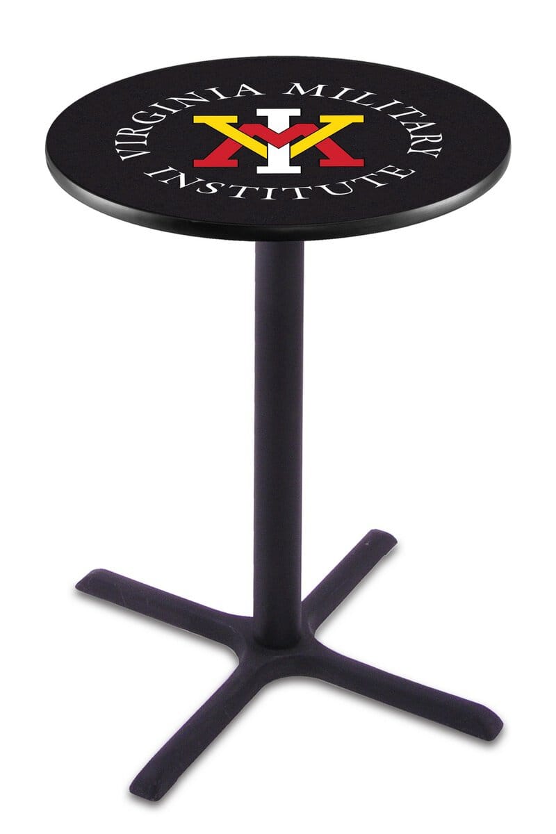 Virginia Military Institute 36-Inch Pub Table with 36-Inch Top, Cross Base Base, and Black Wrinkle Finish