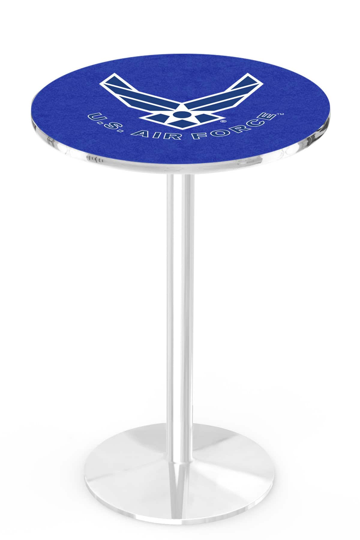 United States Air Force 36-Inch Pub Table with 36-Inch Top, Round Base Base, and Chrome Finish