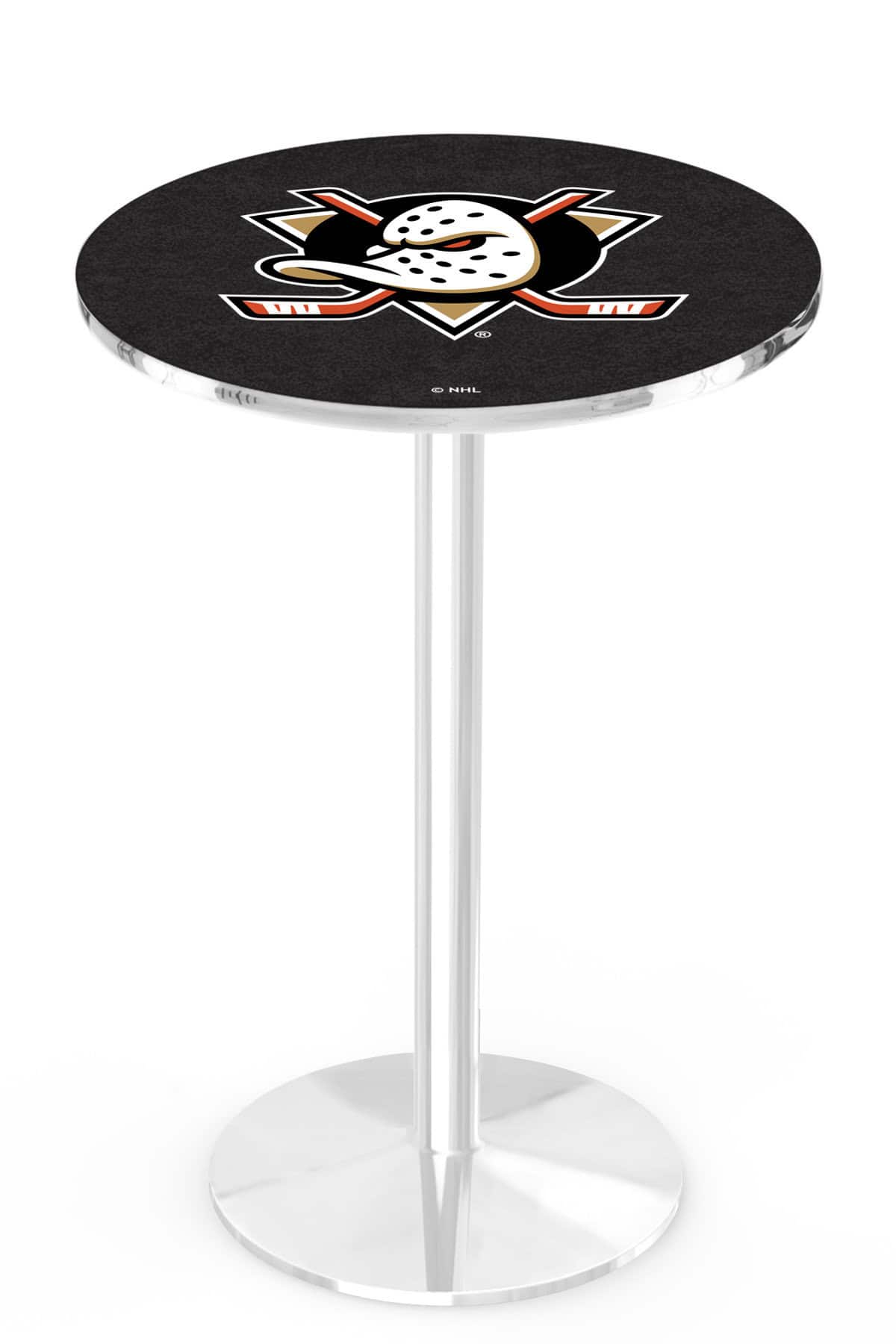 Anaheim Ducks 36-Inch Pub Table with 36-Inch Top, Round Base Base, and Chrome Finish