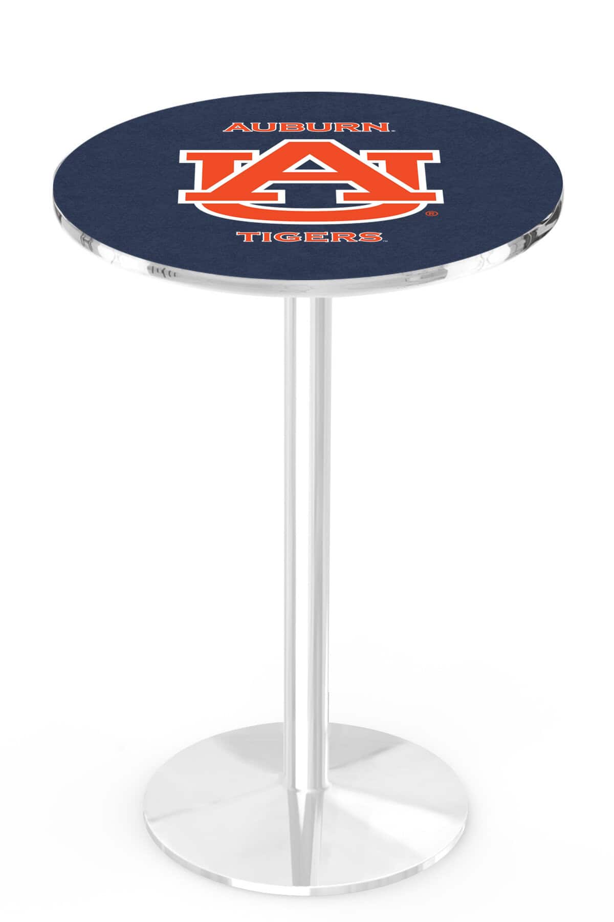 Auburn University 36-Inch Pub Table with 36-Inch Top, Round Base Base, and Chrome Finish