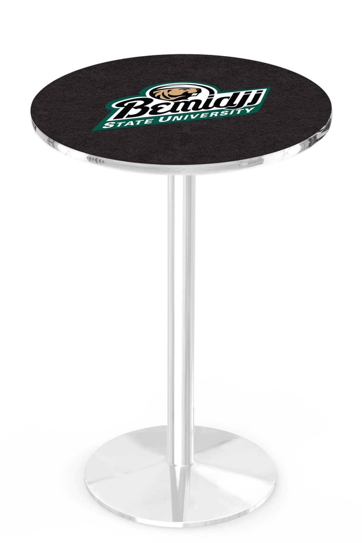 Bemidji State University 42-Inch Pub Table with 30-Inch Top, Round Base Base, and Chrome Finish