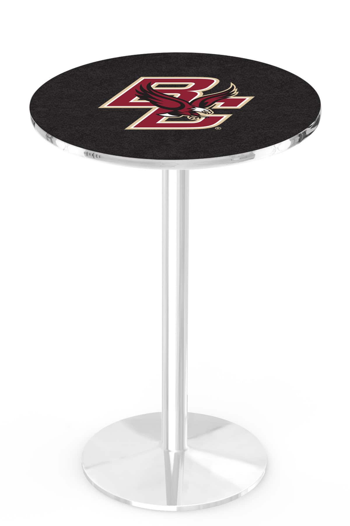 Boston College 36-Inch Pub Table with 36-Inch Top, Round Base Base, and Chrome Finish