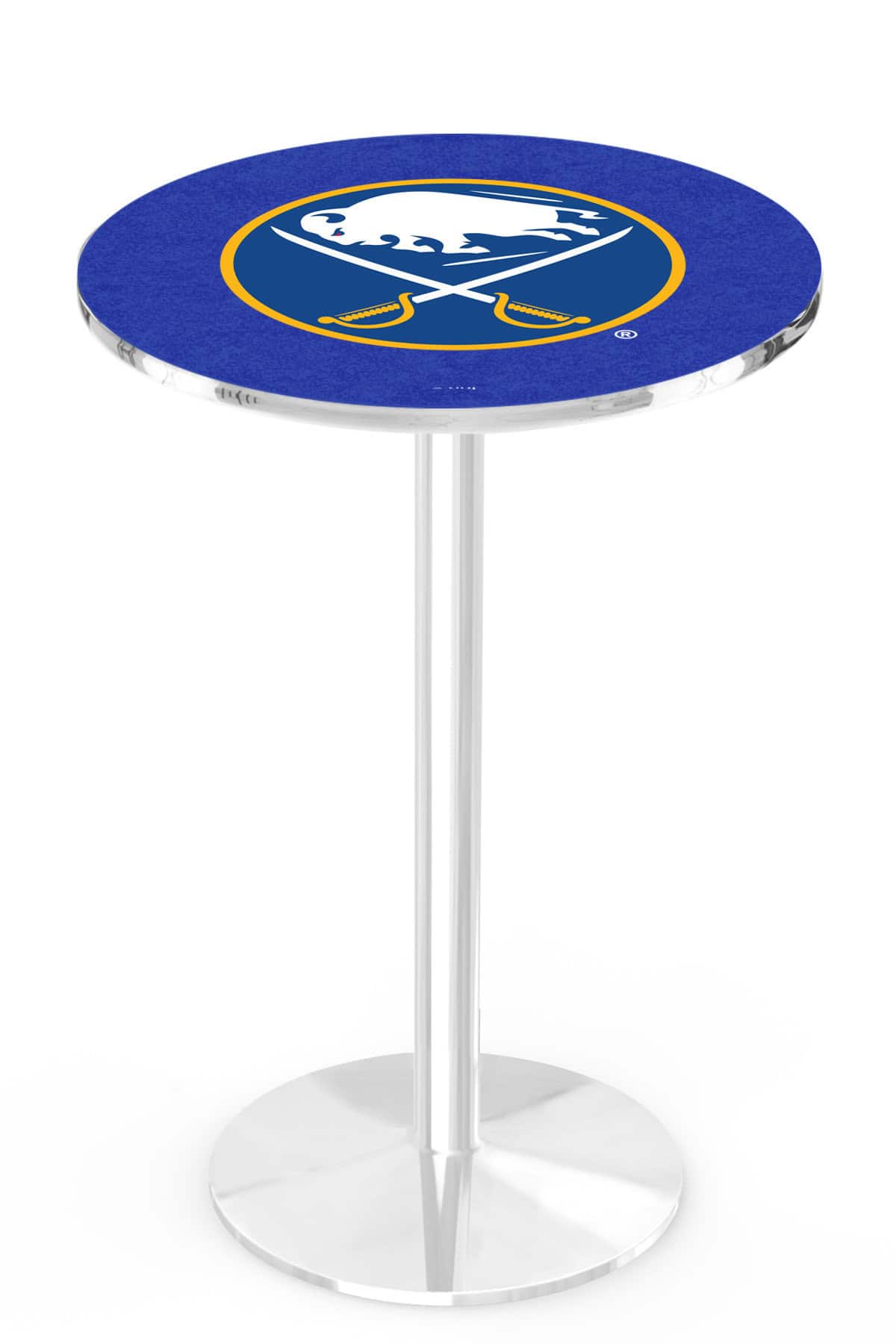 Buffalo Sabres 36-Inch Pub Table with 36-Inch Top, Round Base Base, and Chrome Finish