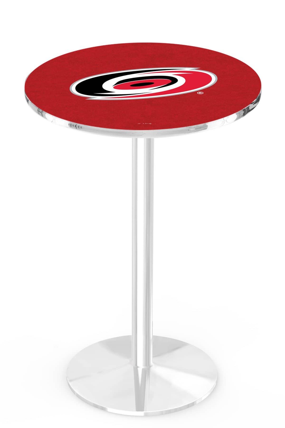 Carolina Hurricanes 36-Inch Pub Table with 36-Inch Top, Round Base Base, and Chrome Finish