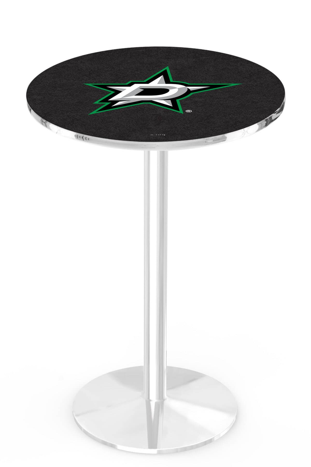 Dallas Stars 36-Inch Pub Table with 36-Inch Top, Round Base Base, and Chrome Finish