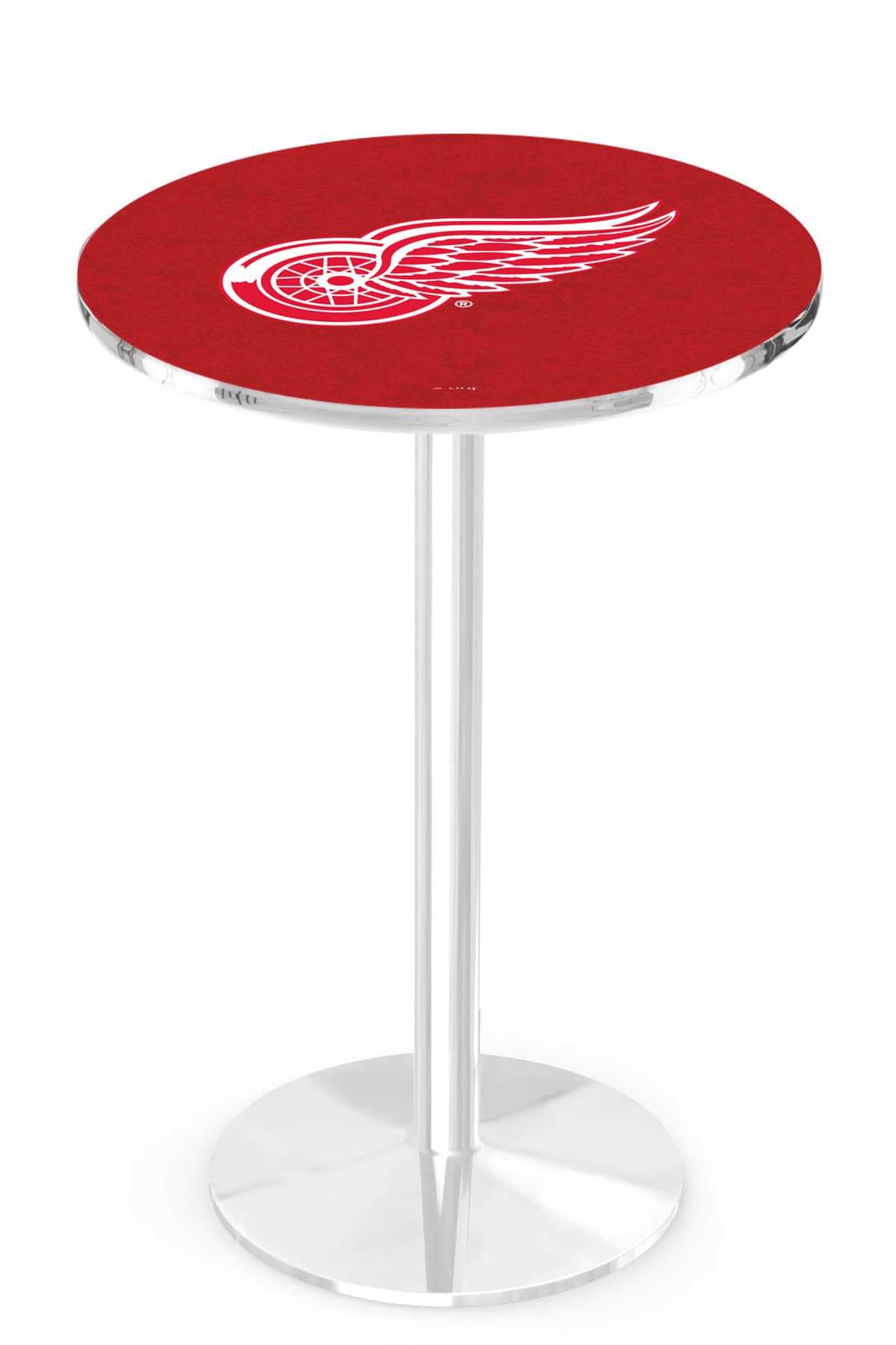 Detroit Red Wings 36-Inch Pub Table with 36-Inch Top, Round Base Base, and Chrome Finish