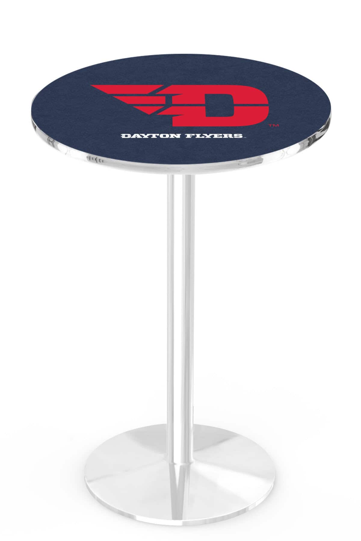 University of Dayton 36-Inch Pub Table with 30-Inch Top, Round Base Base, and Chrome Finish
