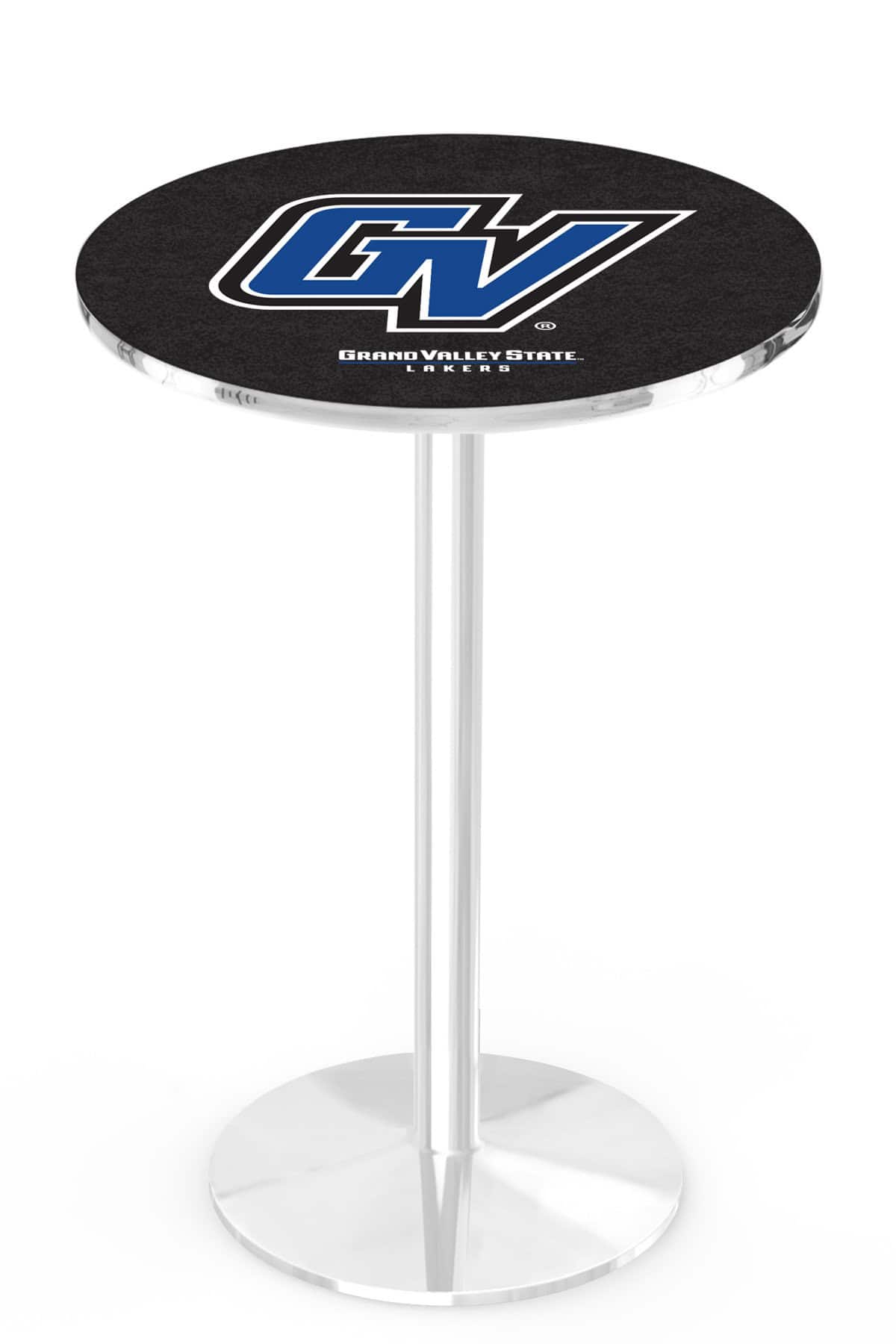 Grand Valley State University 42-Inch Pub Table with 36-Inch Top, Round Base Base, and Chrome Finish