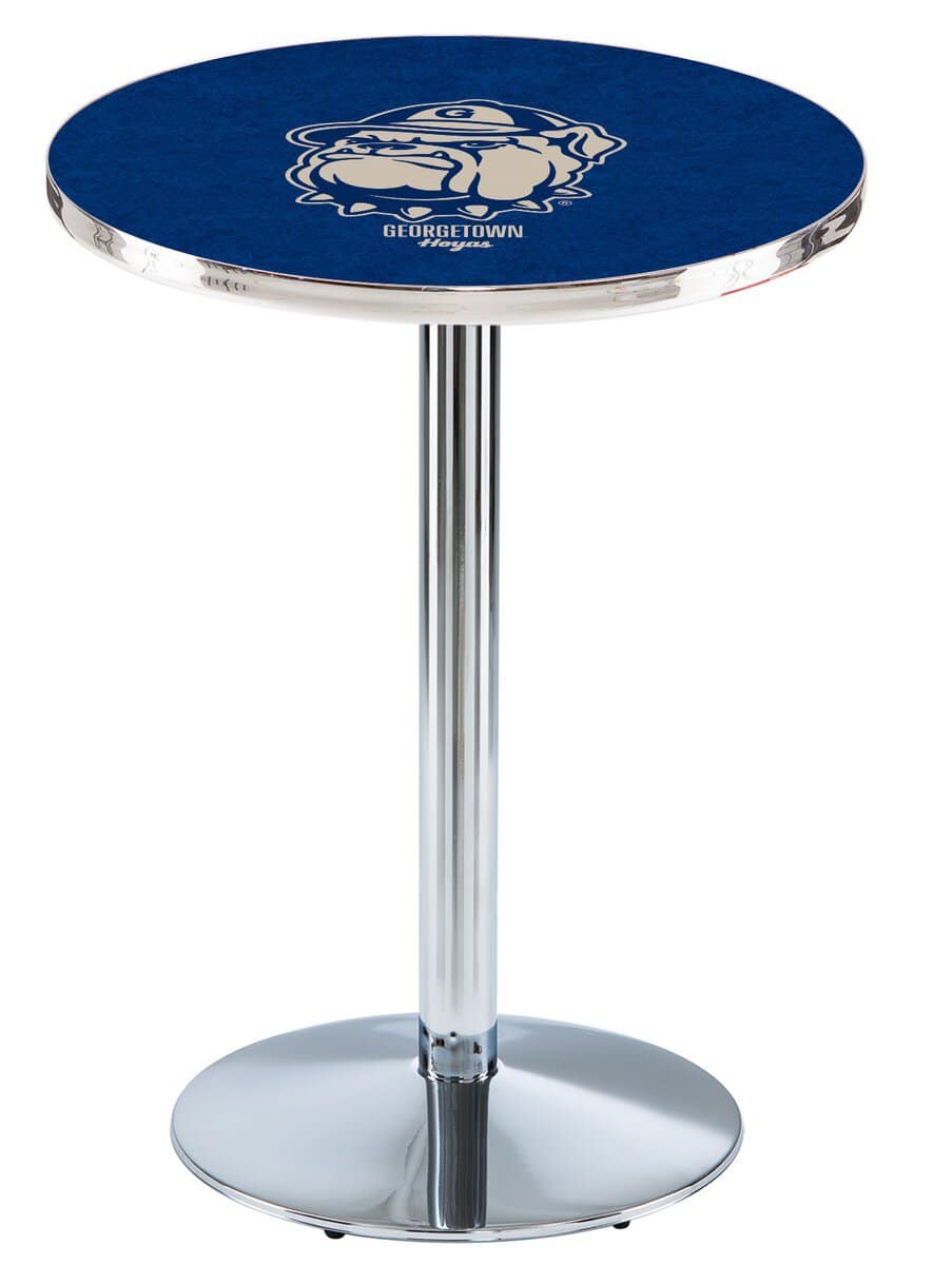 Georgetown University 42-Inch Pub Table with 36-Inch Top, Round Base Base, and Chrome Finish