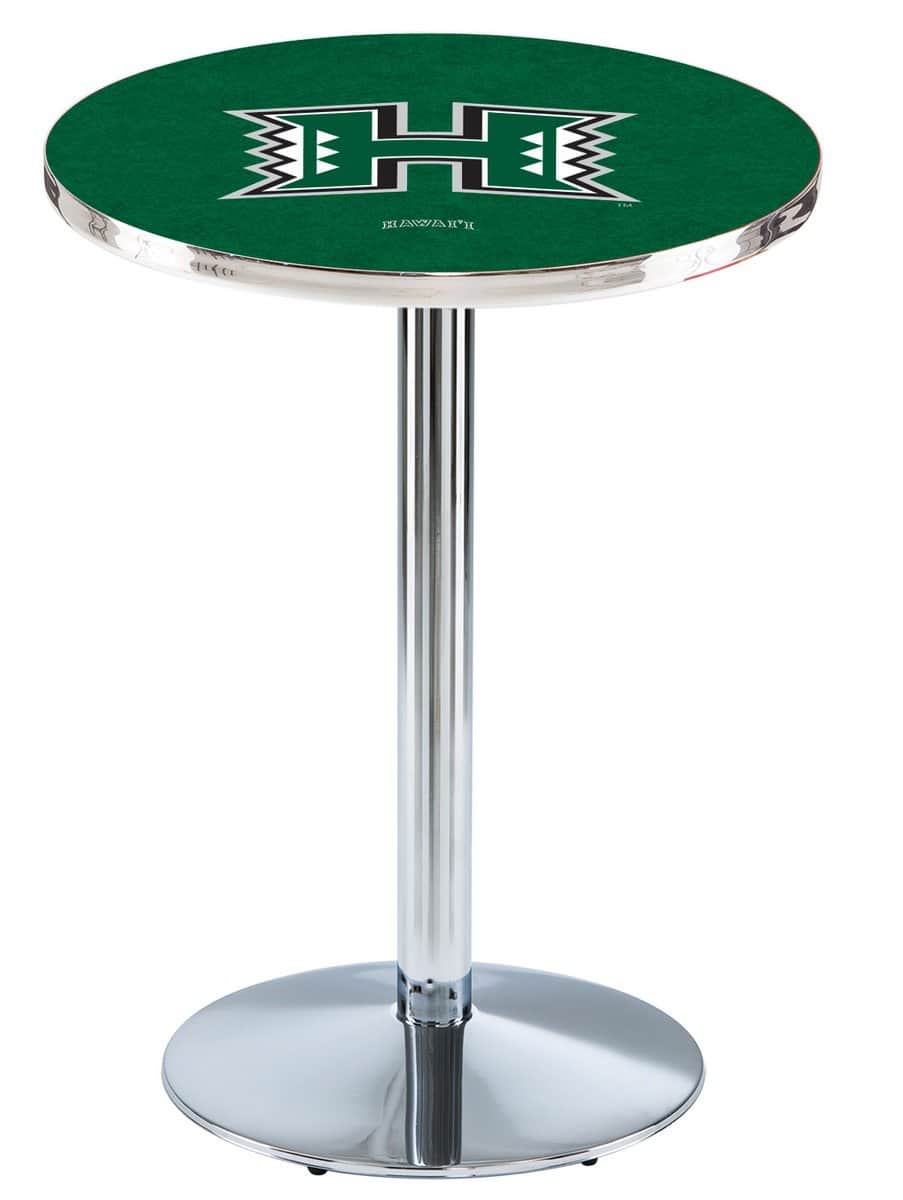 University of Hawaii 42-Inch Pub Table with 36-Inch Top, Round Base Base, and Chrome Finish