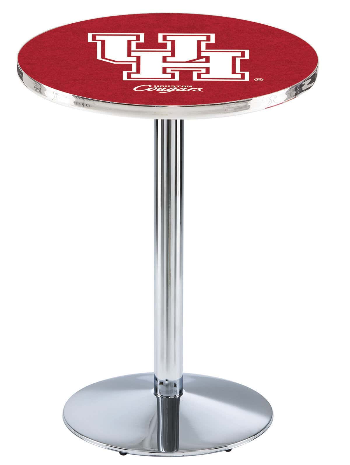 University of Houston 42-Inch Pub Table with 36-Inch Top, Round Base Base, and Chrome Finish