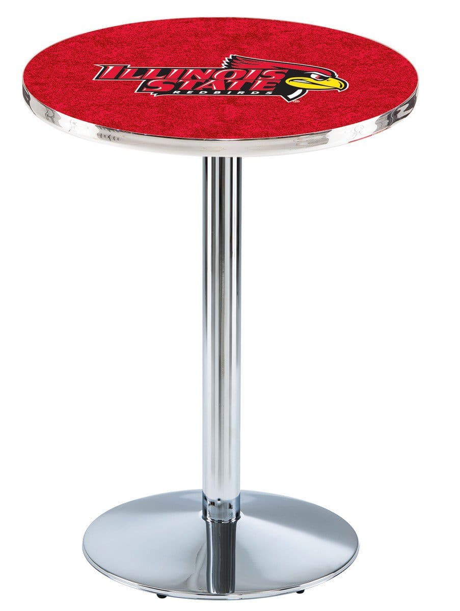 Illinois State University 42-Inch Pub Table with 36-Inch Top, Round Base Base, and Chrome Finish