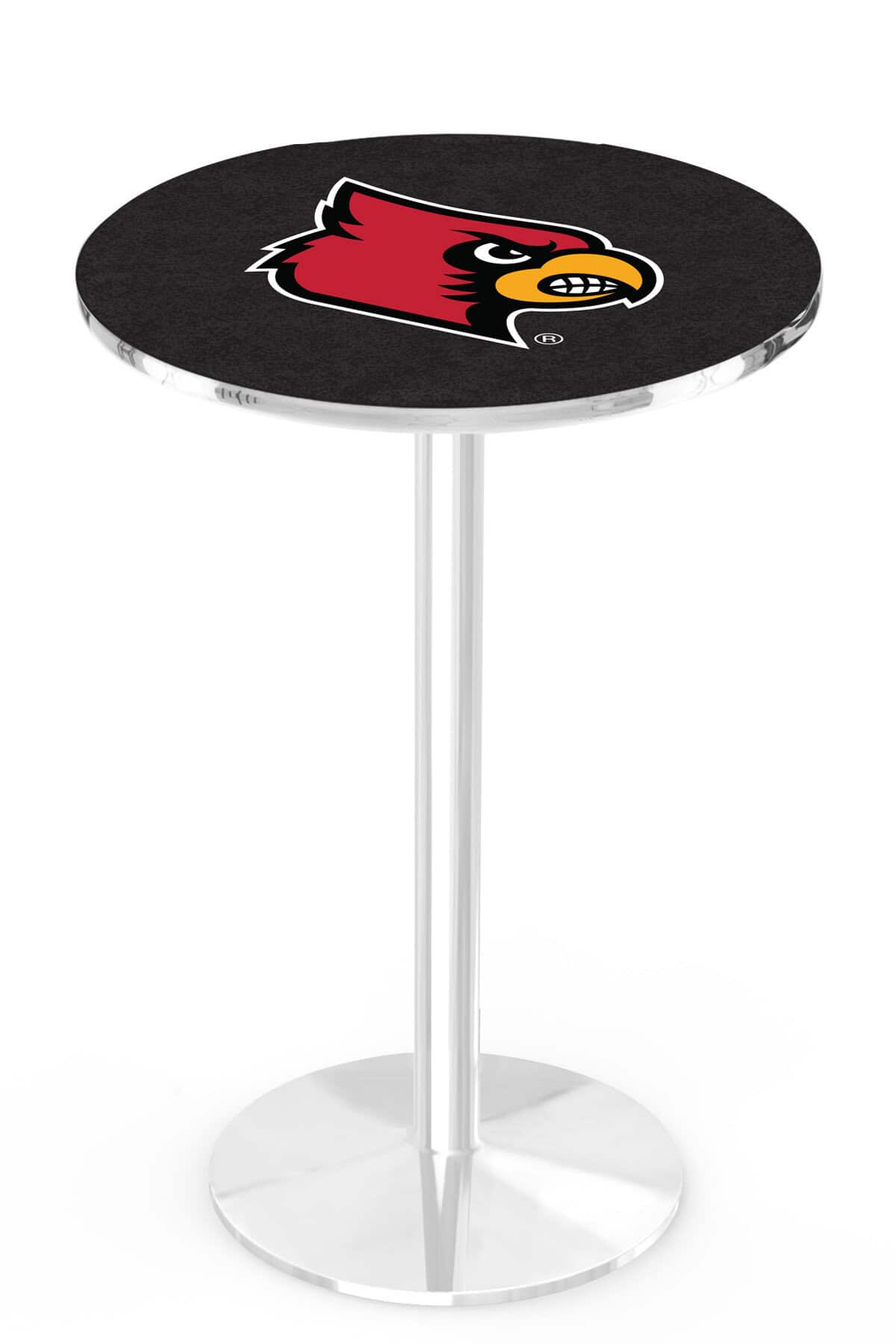 University of Louisville 42-Inch Pub Table with 30-Inch Top, Round Base Base, and Chrome Finish
