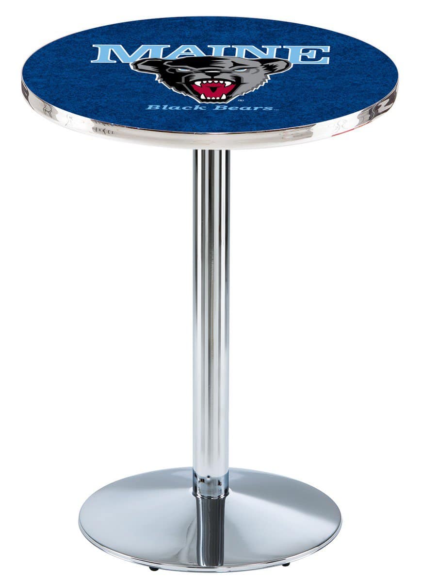 University of Maine 36-Inch Pub Table with 30-Inch Top, Round Base Base, and Chrome Finish