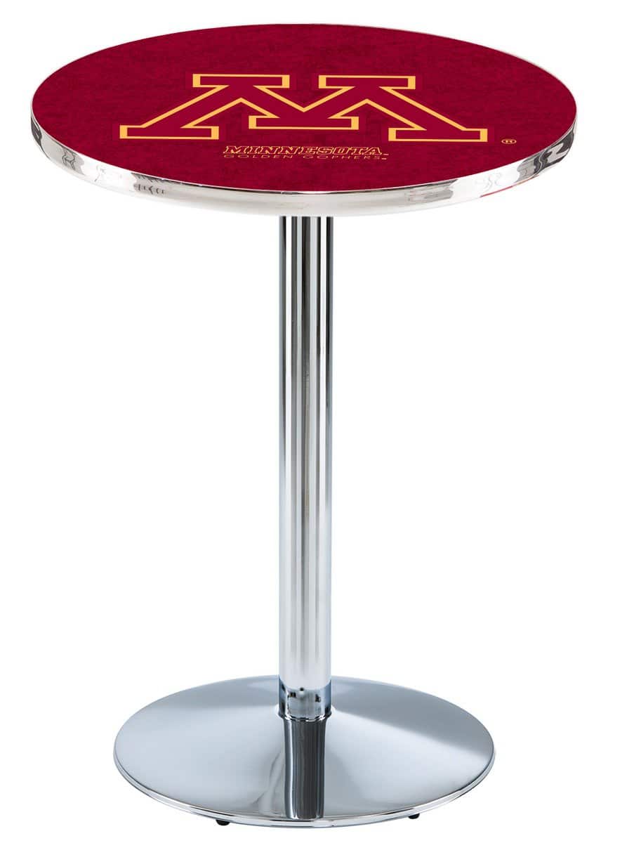 University of Minnesota 42-Inch Pub Table with 36-Inch Top, Round Base Base, and Chrome Finish