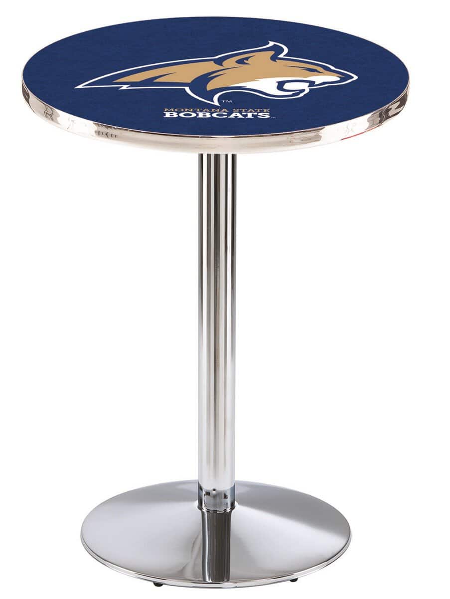 Montana State University 42-Inch Pub Table with 30-Inch Top, Round Base Base, and Chrome Finish