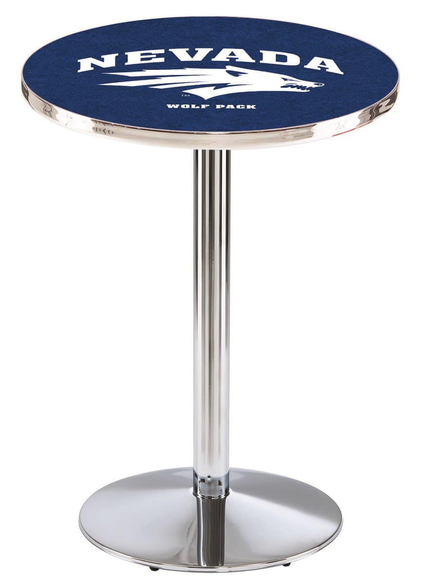 University of Nevada 42-Inch Pub Table with 36-Inch Top, Round Base Base, and Chrome Finish