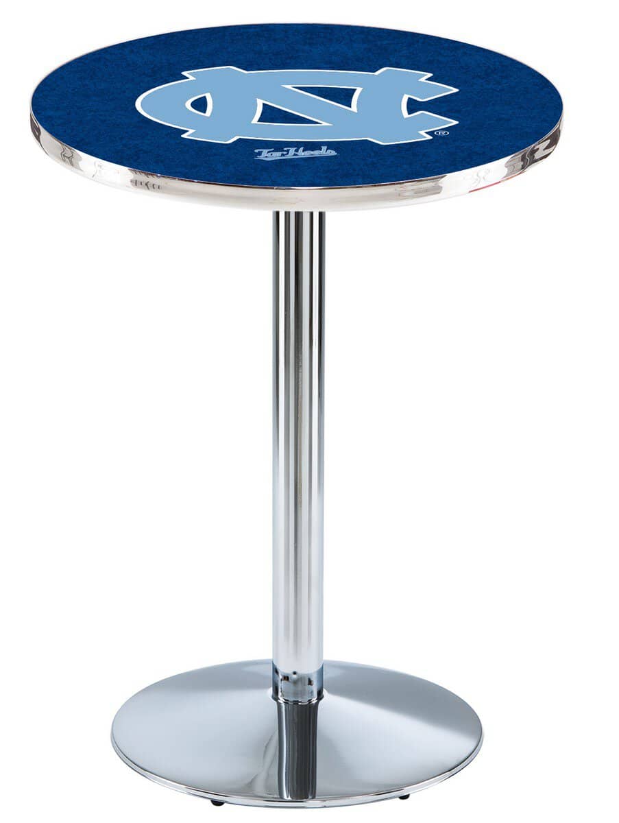 University of North Carolina 42-Inch Pub Table with 36-Inch Top, Round Base Base, and Chrome Finish
