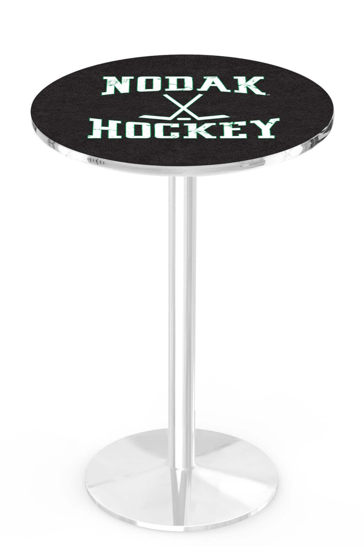 University of North Dakota (Hockey) 36-Inch Pub Table with 30-Inch Top, Round Base Base, and Chrome Finish