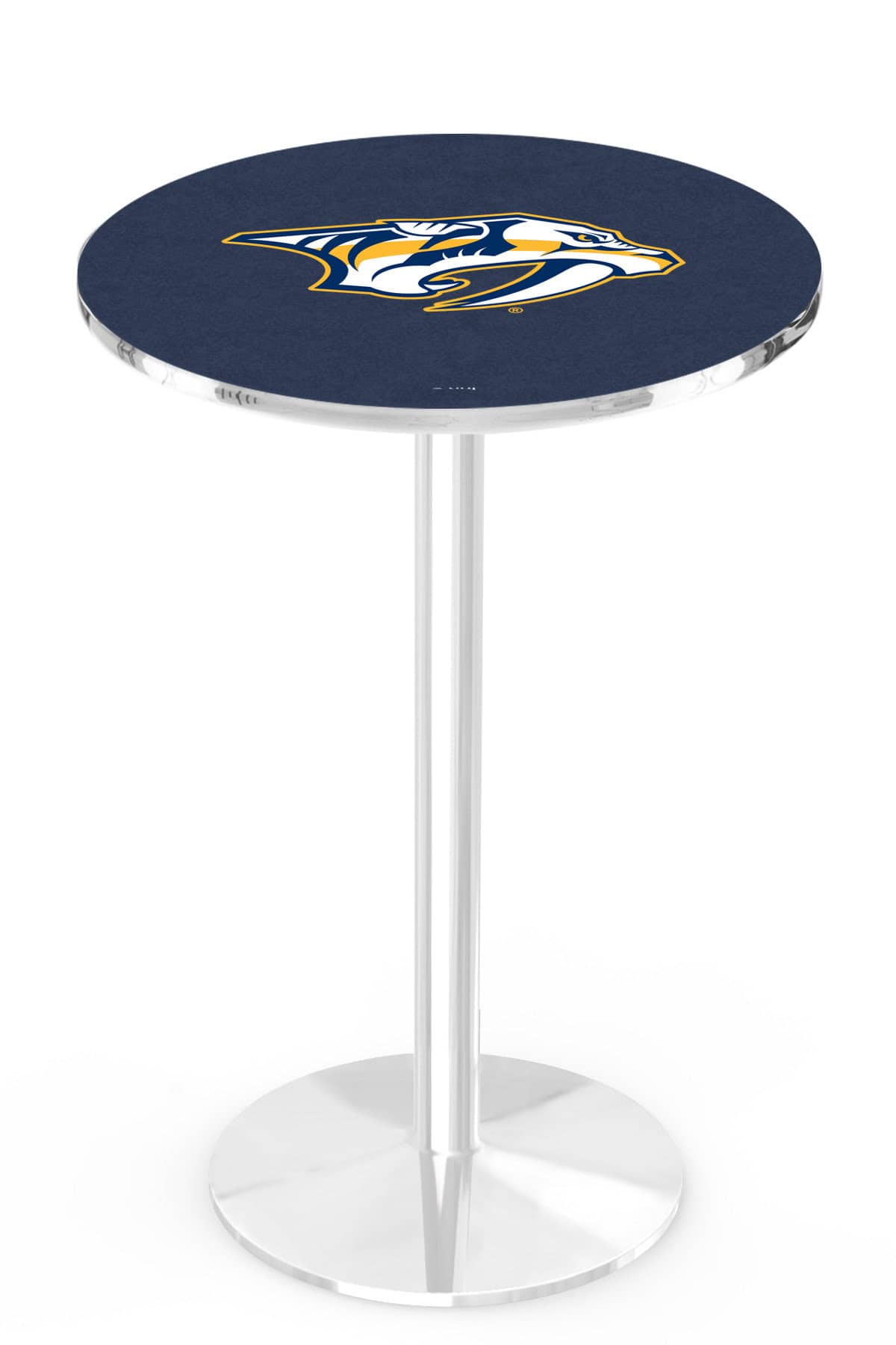 Nashville Predators 42-Inch Pub Table with 36-Inch Top, Round Base Base, and Chrome Finish