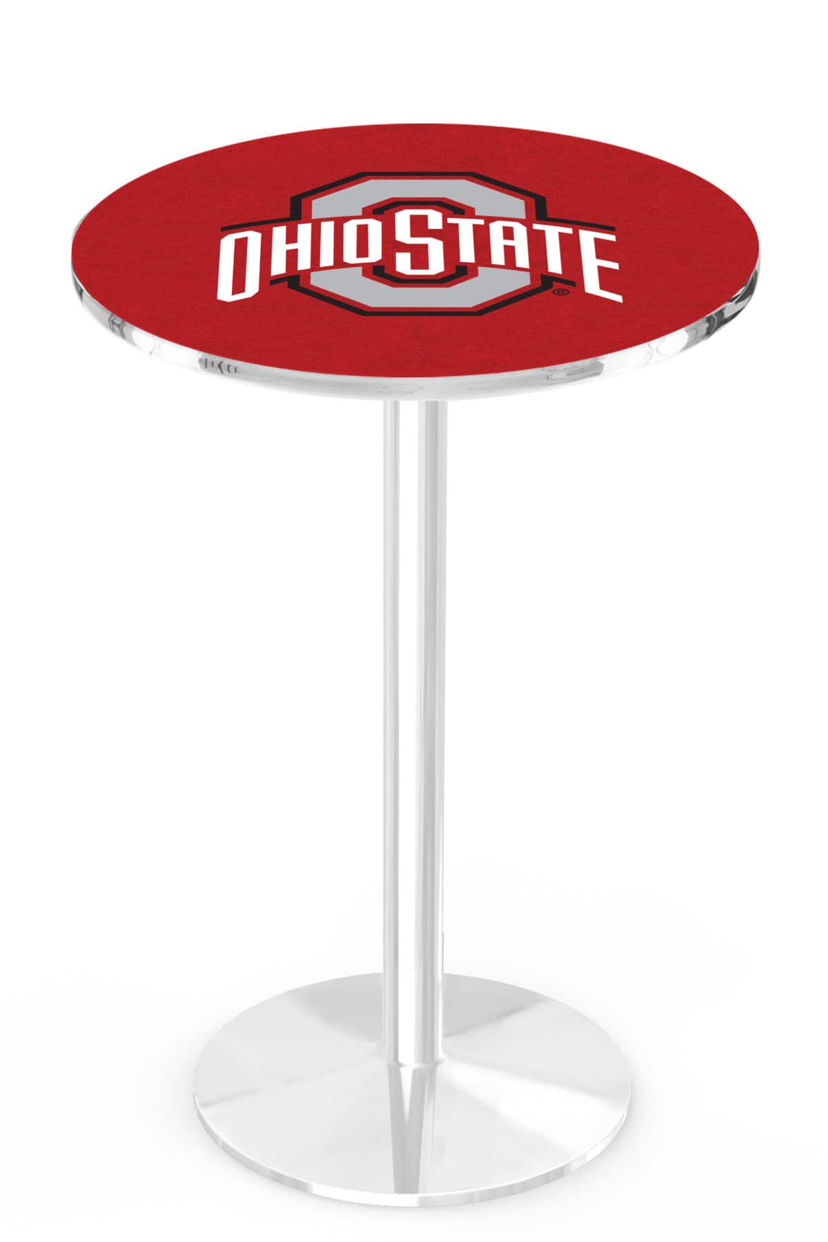 Ohio State University 42-Inch Pub Table with 36-Inch Top, Round Base Base, and Chrome Finish