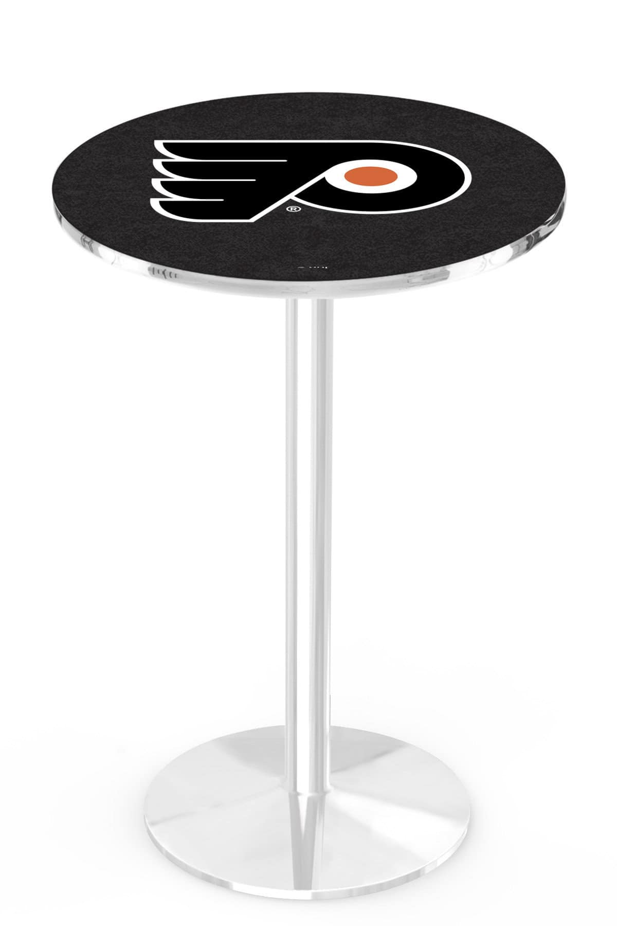 Philadelphia Flyers 42-Inch Pub Table with 36-Inch Top, Round Base Base, and Chrome Finish