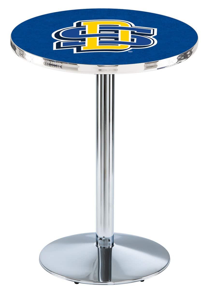 South Dakota State University 42-Inch Pub Table with 36-Inch Top, Round Base Base, and Chrome Finish