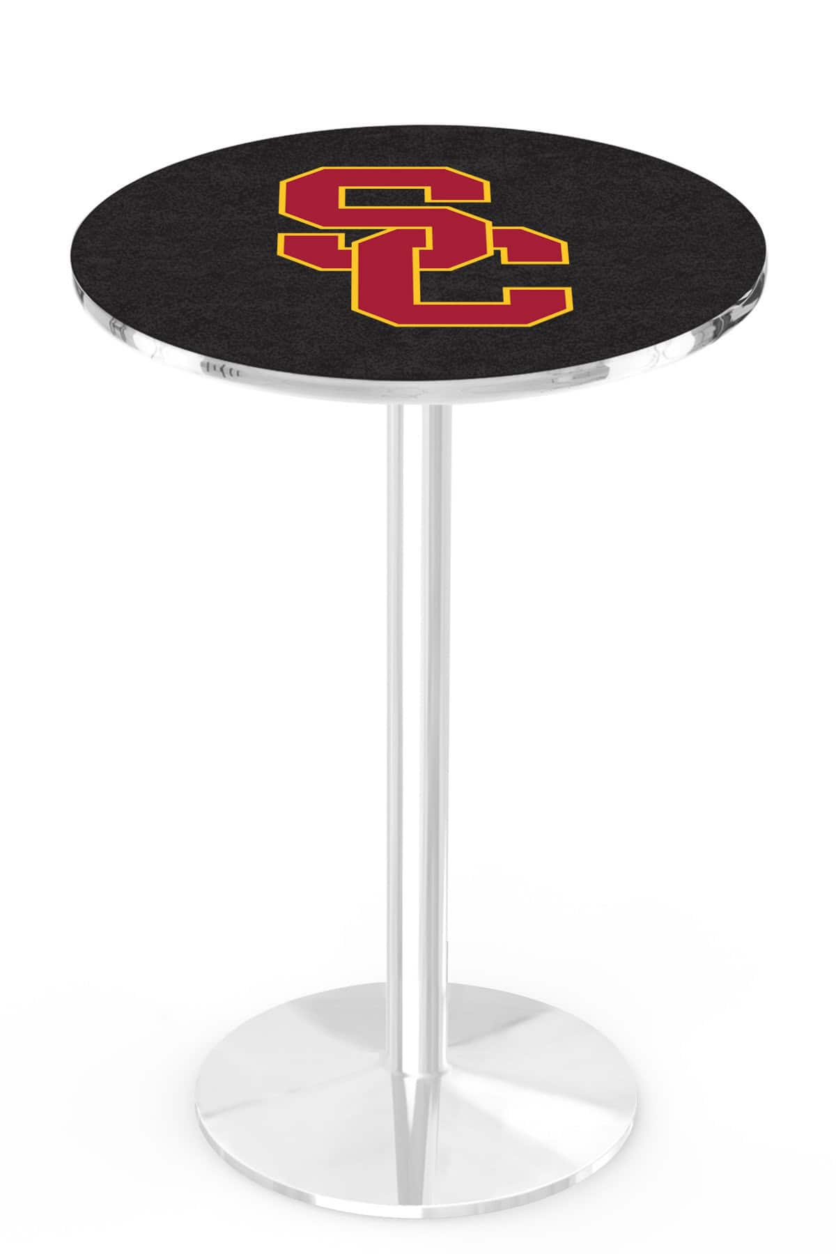 University of Southern California 36-Inch Pub Table with 30-Inch Top, Round Base Base, and Chrome Finish