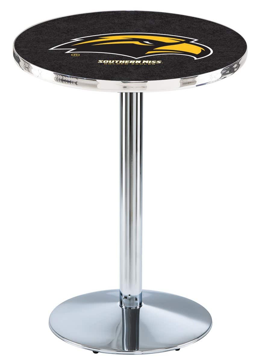 University of Southern Mississippi 42-Inch Pub Table with 30-Inch Top, Round Base Base, and Chrome Finish
