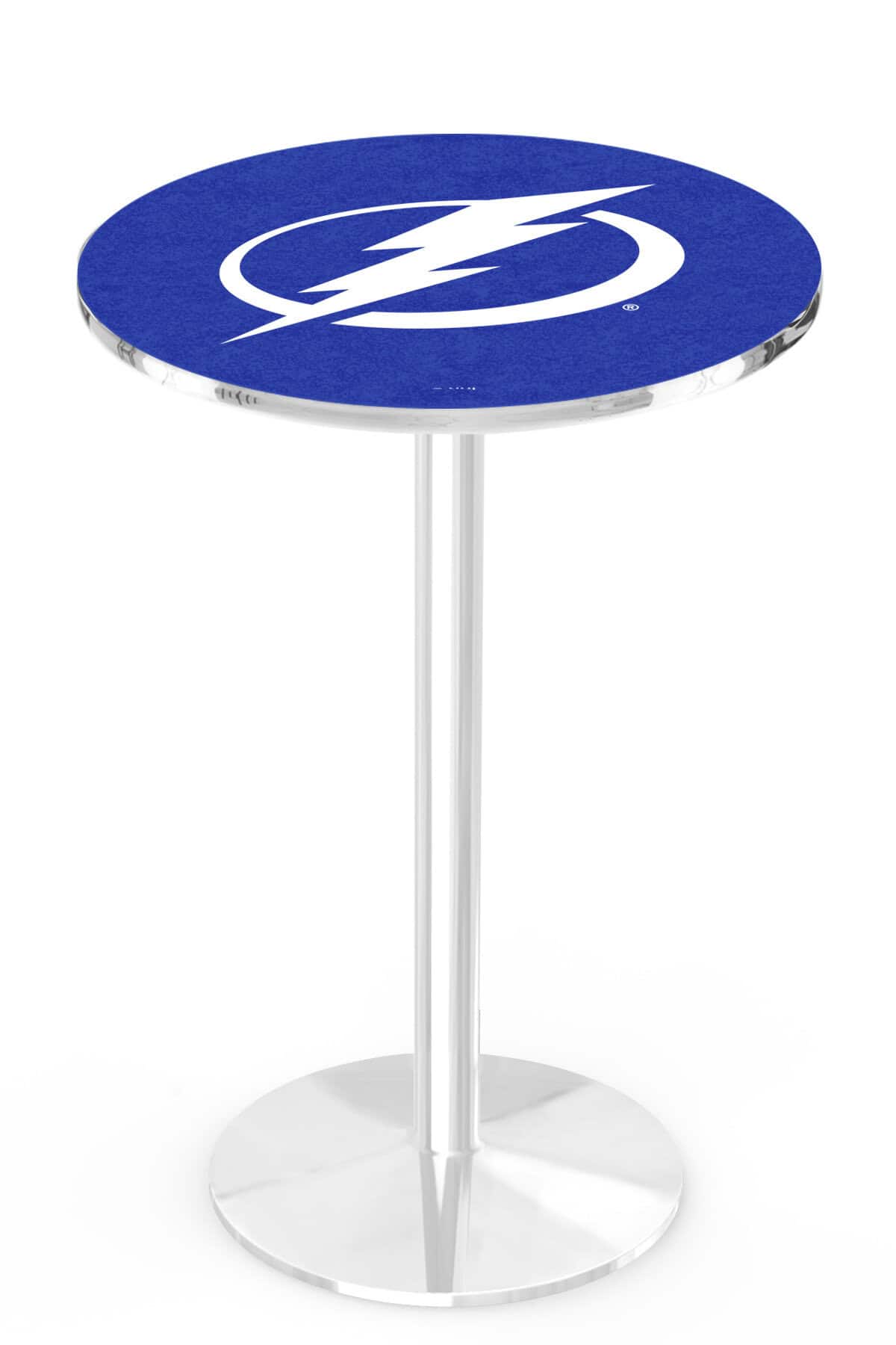 Tampa Bay Lightning 42-Inch Pub Table with 36-Inch Top, Round Base Base, and Chrome Finish