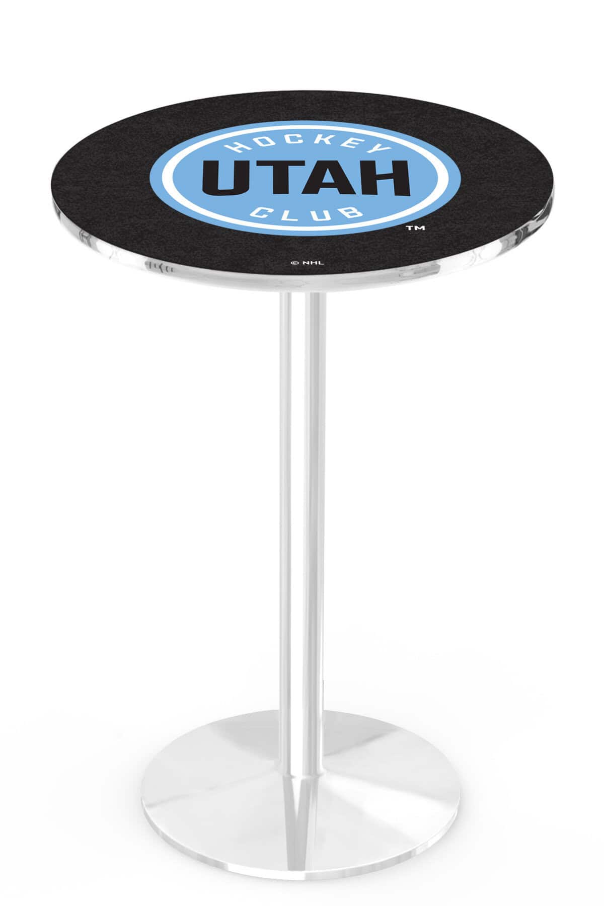 Utah Hockey Club 42-Inch Pub Table with 36-Inch Top, Round Base Base, and Chrome Finish