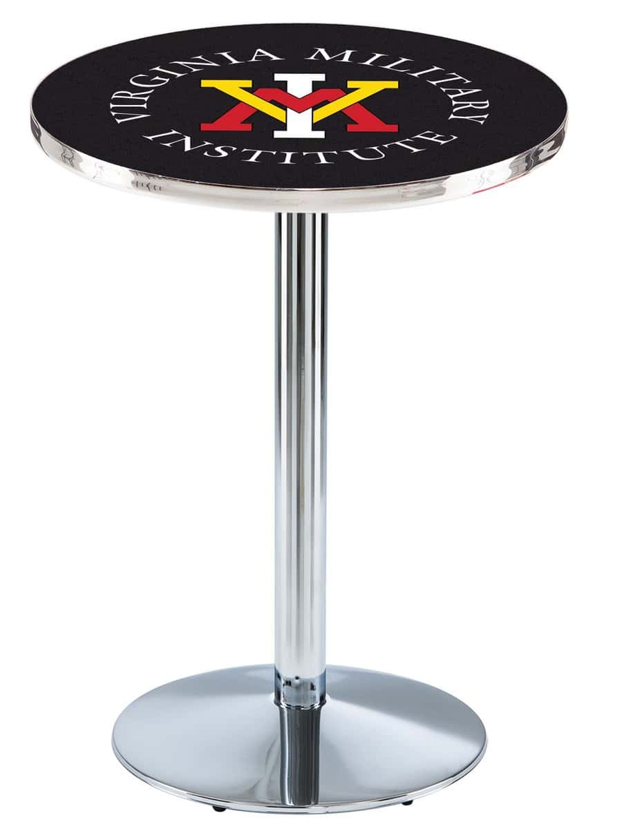 Virginia Military Institute 42-Inch Pub Table with 30-Inch Top, Round Base Base, and Chrome Finish