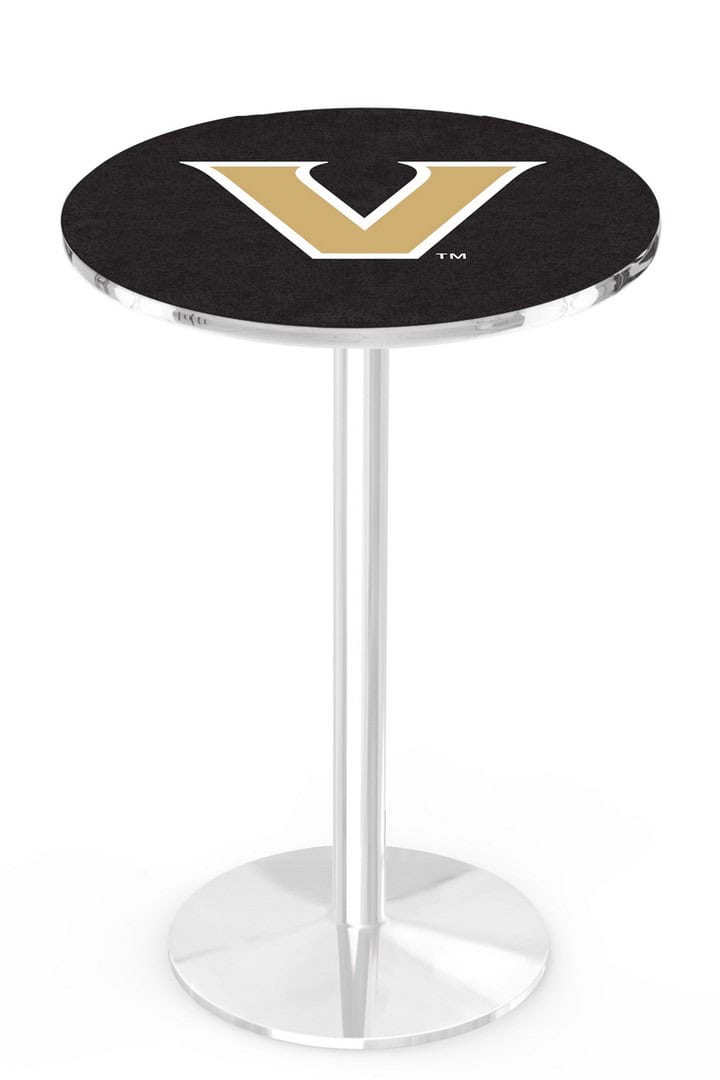Vanderbilt University 42-Inch Pub Table with 30-Inch Top, Round Base Base, and Chrome Finish