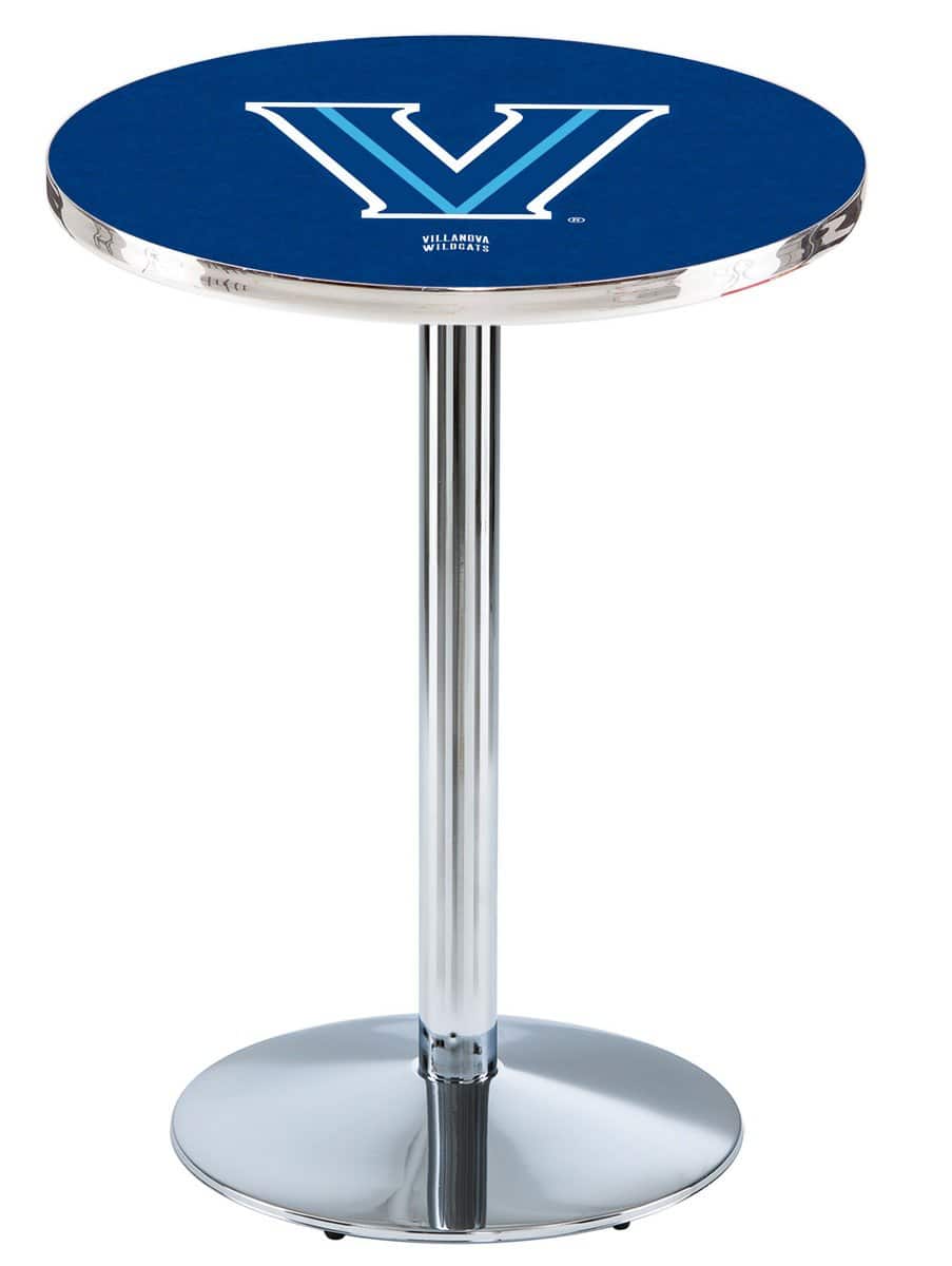 Villanova University 36-Inch Pub Table with 36-Inch Top, Round Base Base, and Chrome Finish
