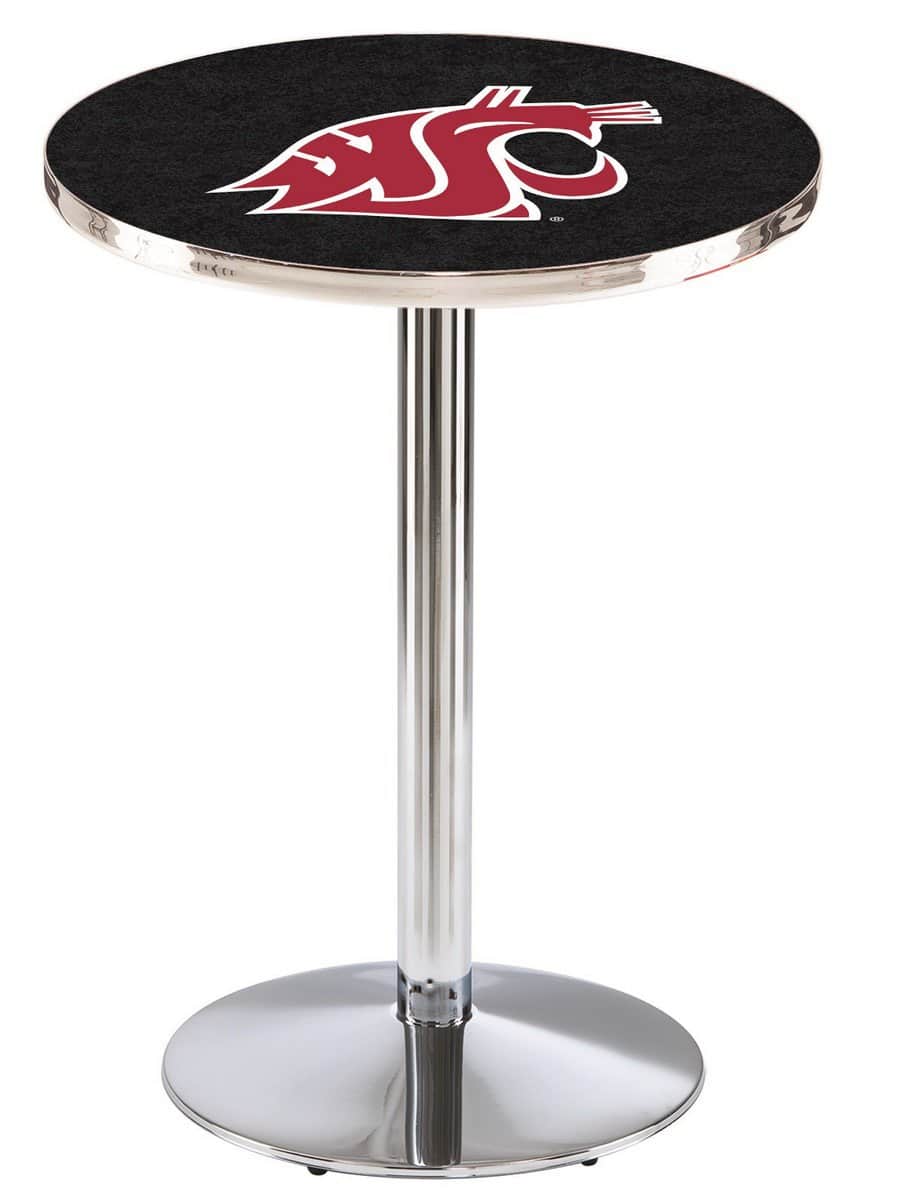Washington State University 42-Inch Pub Table with 36-Inch Top, Round Base Base, and Chrome Finish