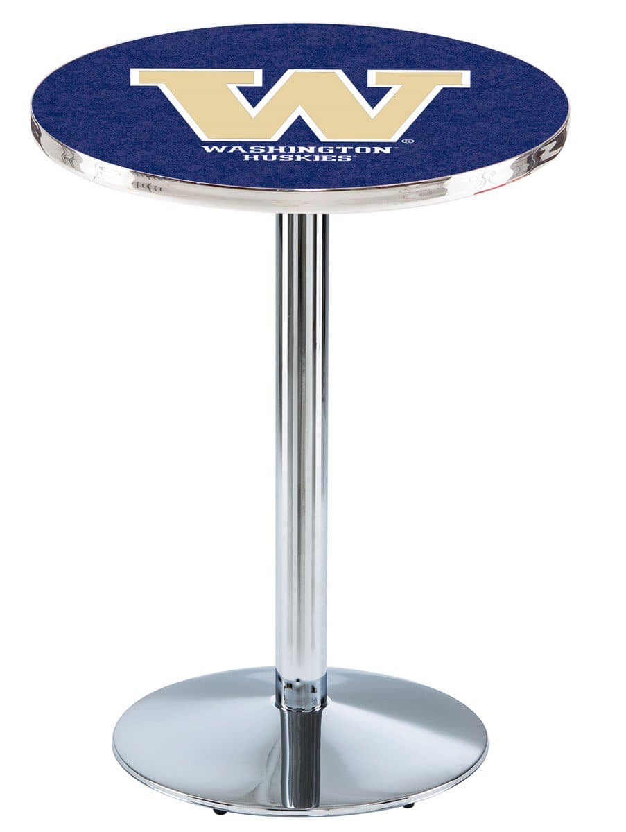 University of Washington 42-Inch Pub Table with 36-Inch Top, Round Base Base, and Chrome Finish