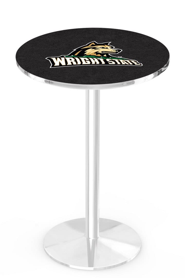 Wright State University 42-Inch Pub Table with 36-Inch Top, Round Base Base, and Chrome Finish