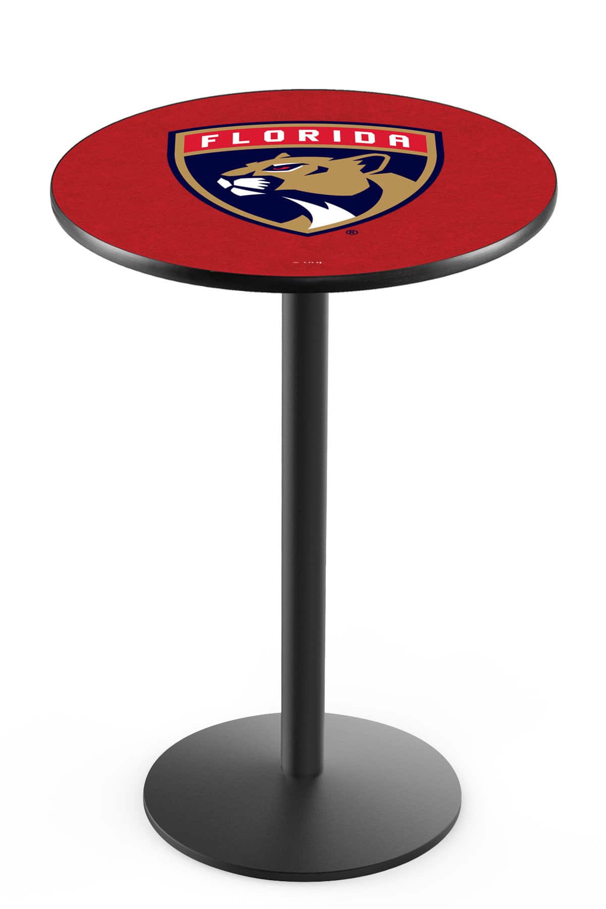 Florida Panthers 36-Inch Pub Table with 36-Inch Top, Round Base Base, and Black Wrinkle Finish